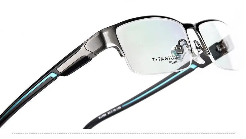 Men's Rectangular Semi-Rimless Titanium Prescription Glasses L266 — view 12 | Rx Spectacle