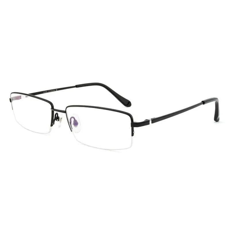 Men's Square Semi-Rimless Titanium Reading Glasses D81075 — view 6 | Rx Spectacle