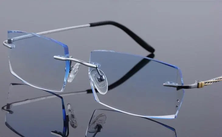 Men's Rectangular Rimless Titanium Prescription Glasses 8036 — view 12 | Rx Spectacle