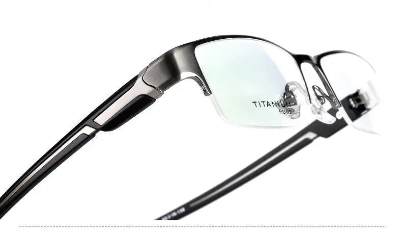 Men's Rectangular Semi-Rimless Titanium Prescription Glasses L266 — view 14 | Rx Spectacle