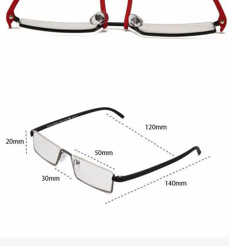 Unisex Rectangular Semi-Rimless Alloy Reading Glasses R131 — view 9 | Rx Spectacle