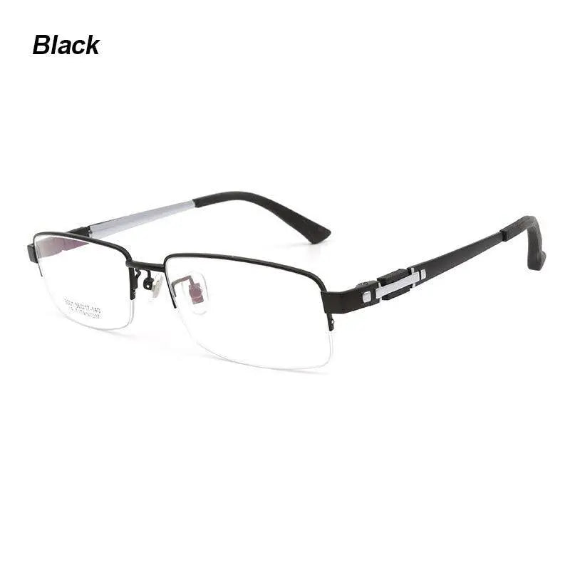 Men's Rectangular Semi-Rimless Titanium Prescription Glasses 8001 — view 8 | Rx Spectacle