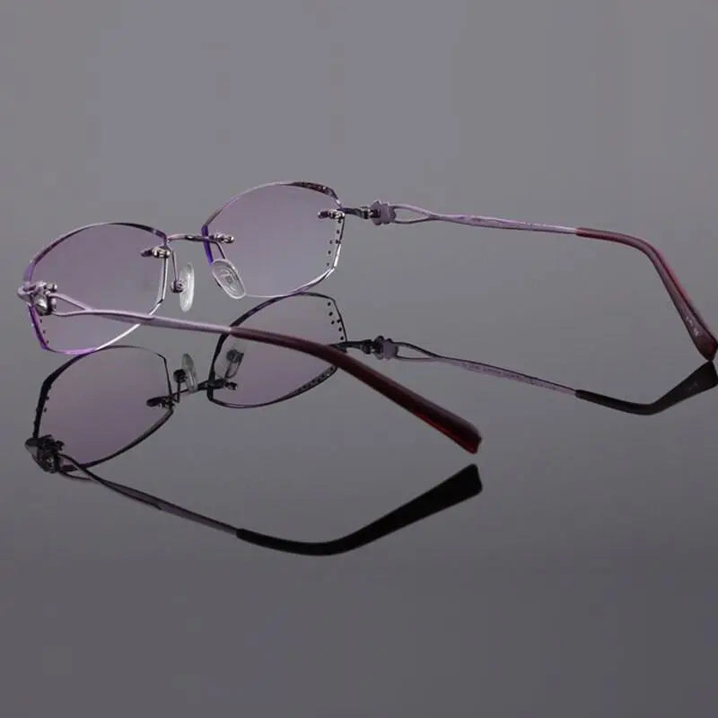 Women's Rectangular Rimless Titanium Prescription Glasses 2123 — view 4 | Rx Spectacle