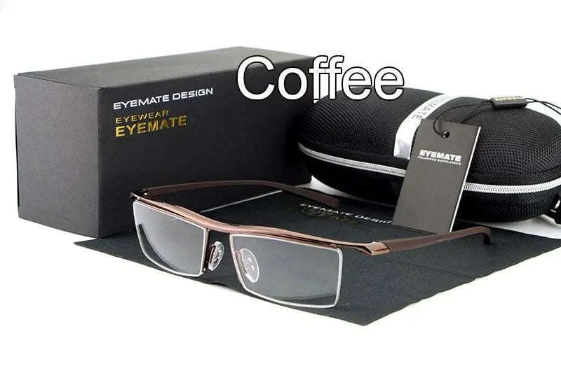 Men's Square Semi-Rimless Acetate Prescription Glasses E004 — view 4 | Rx Spectacle