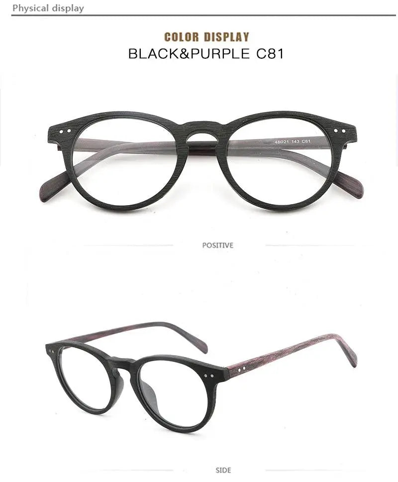 Unisex Round Full Rim Wood Prescription Glasses Lhb030 — view 16 | Rx Spectacle