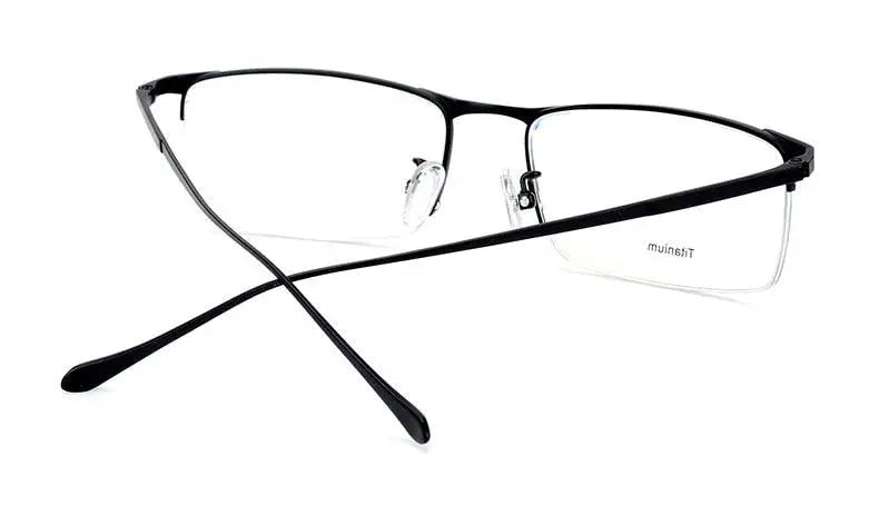 Men's Square Semi-Rimless Titanium Prescription Glasses S8803 — view 23 | Rx Spectacle