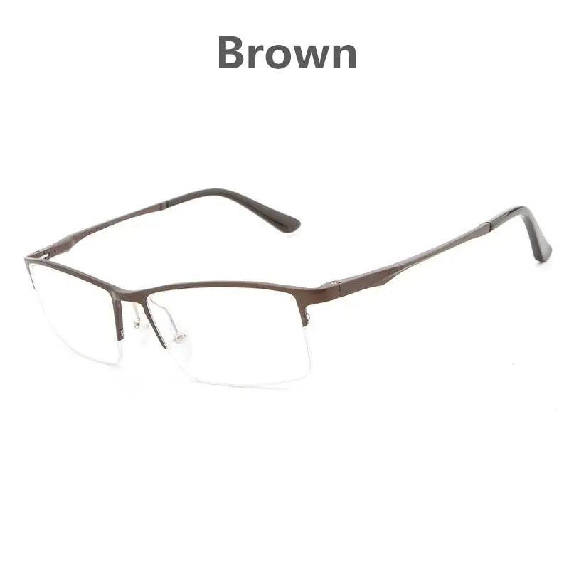 Men's Rectangular Semi-Rimless Alloy Prescription Glasses Lp6263 — view 8 | Rx Spectacle