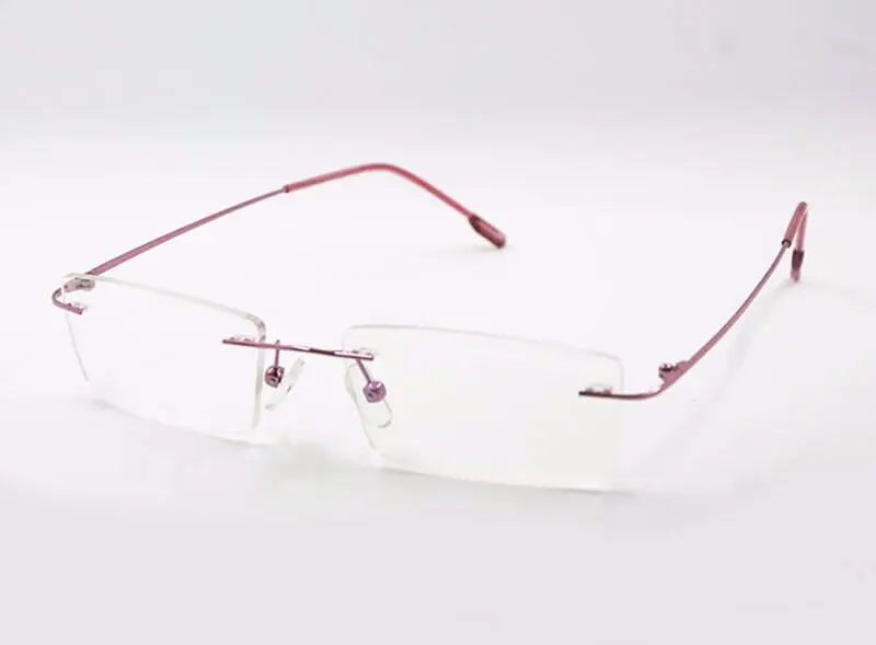 Unisex Square Rimless Titanium Prescription Glasses R522 — view 16 | Rx Spectacle