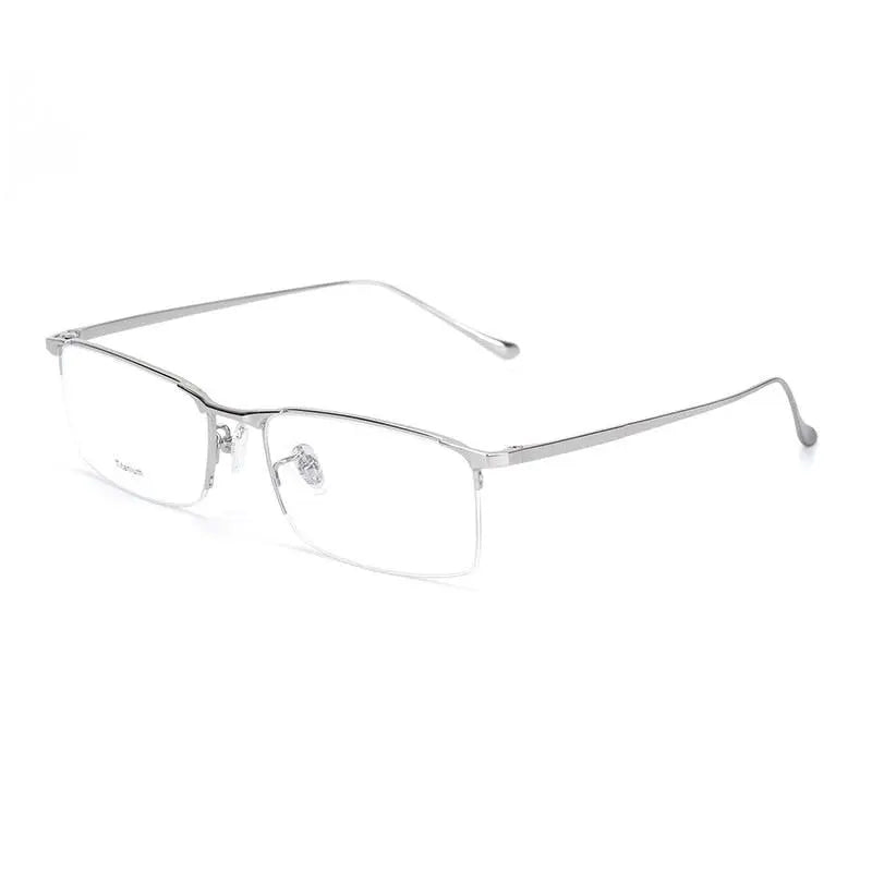 Men's Square Semi-Rimless Titanium Prescription Glasses S8803 — view 4 | Rx Spectacle