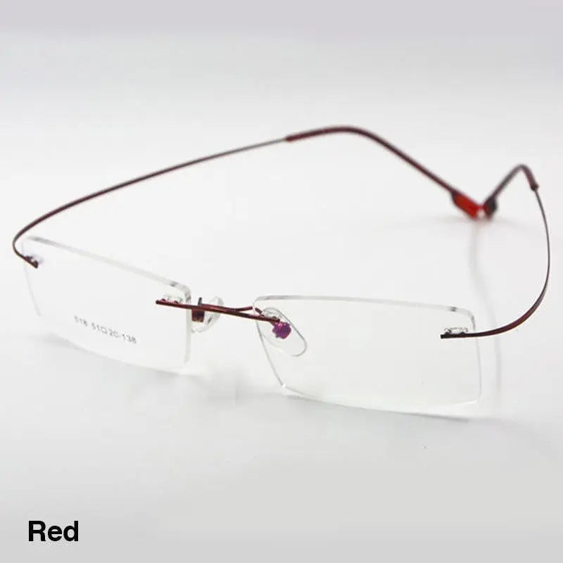 Unisex Square Rimless Titanium Prescription Glasses 2241 — view 20 | Rx Spectacle