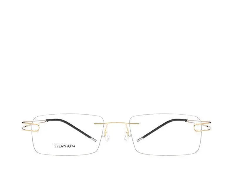 Unisex Rectangular Rimless Titanium Prescription Glasses 50003 — view 21 | Rx Spectacle