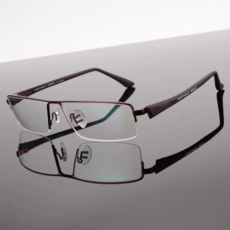Men's Rectangular Semi-Rimless Alloy Prescription Glasses P8157 — view 13 | Rx Spectacle