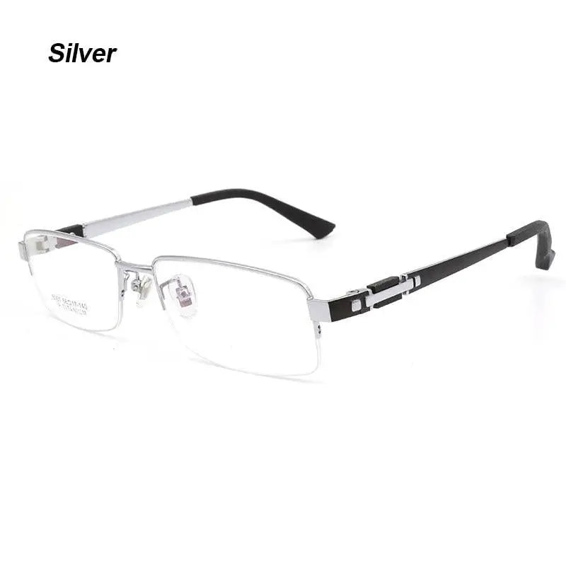 Men's Rectangular Semi-Rimless Titanium Prescription Glasses 8001 — view 6 | Rx Spectacle