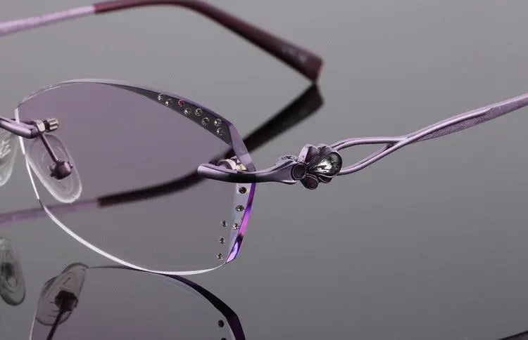 Women's Rectangular Rimless Titanium Prescription Glasses 2123 — view 14 | Rx Spectacle