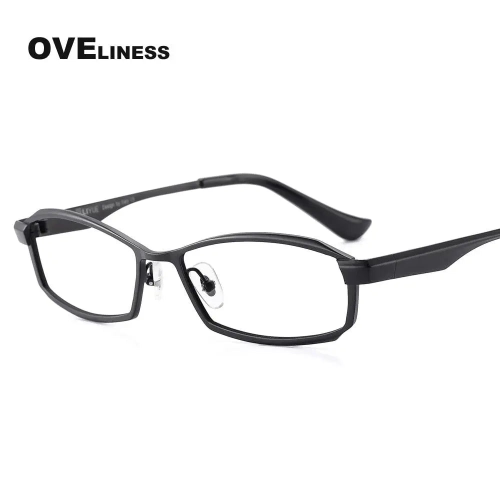Men's Rectangular Full Rim Titanium Prescription Glasses P8718 — view 2 | Rx Spectacle