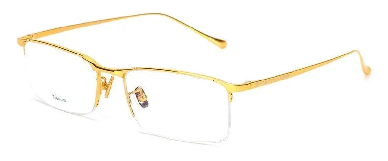 Men's Square Semi-Rimless Titanium Prescription Glasses S8803 — view 12 | Rx Spectacle