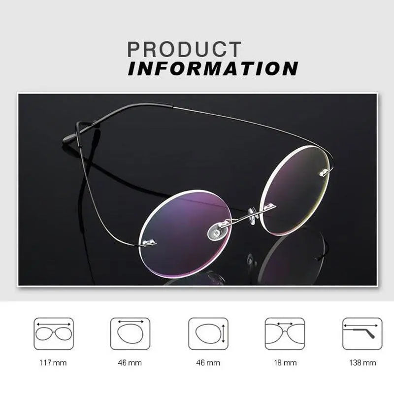 Unisex Round Rimless Alloy Prescription Glasses — view 10 | Rx Spectacle