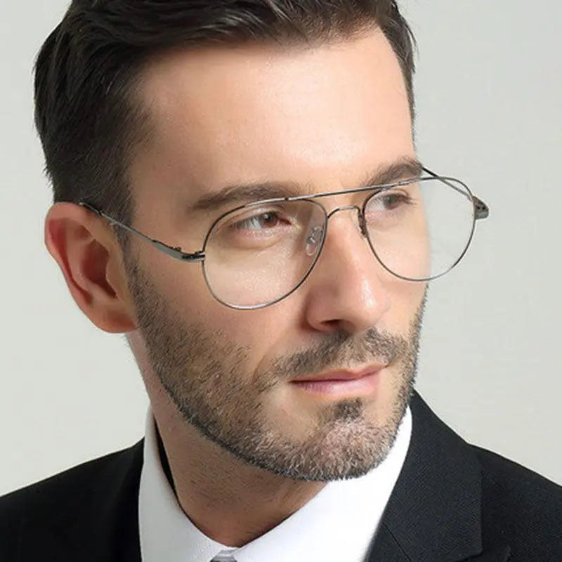 Unisex Oval Full Rim Titanium Double Bridge Prescription Glasses 3028 — view 2 | Rx Spectacle