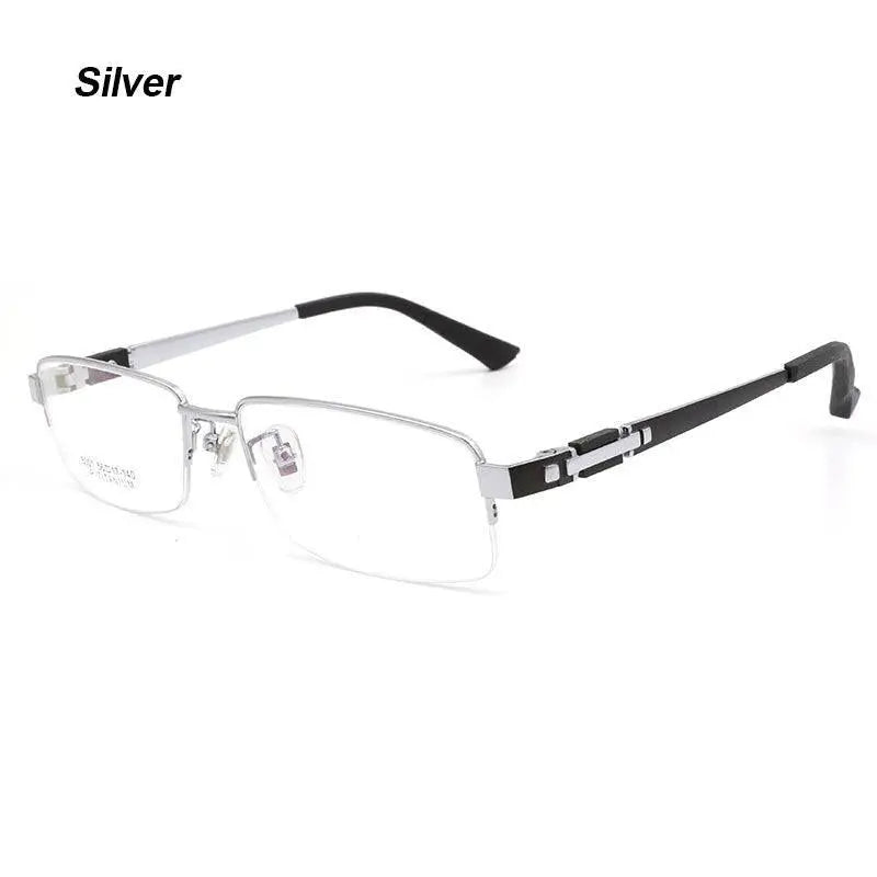 Men's Rectangular Semi-Rimless Titanium Prescription Glasses 8001 — view 7 | Rx Spectacle