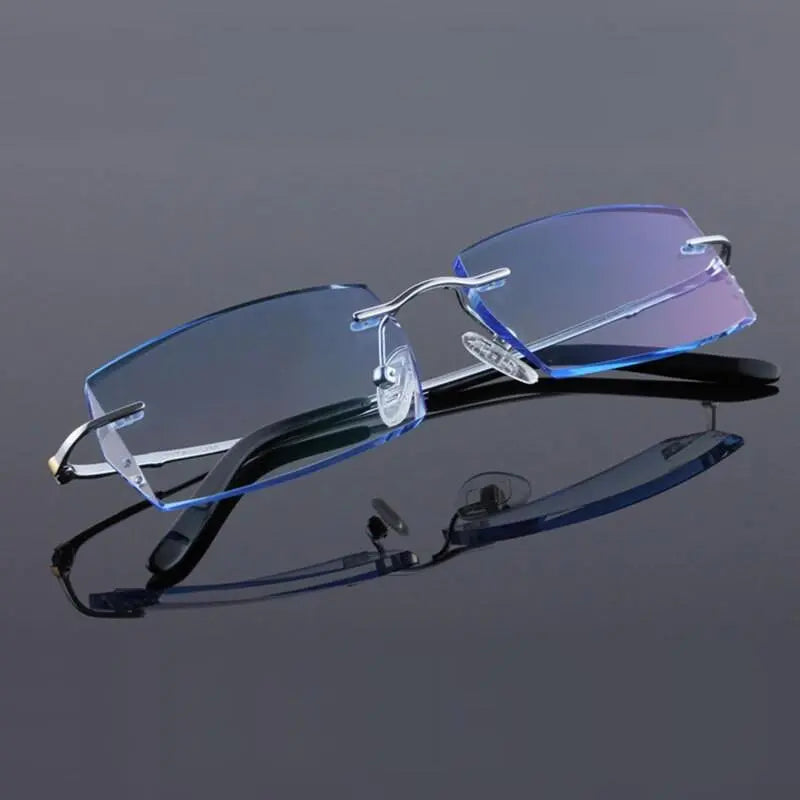 Men's Rectangular Rimless Titanium Prescription Glasses 8036 — view 2 | Rx Spectacle