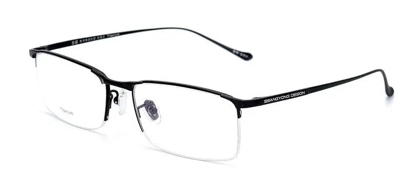 Men's Square Semi-Rimless Titanium Prescription Glasses S8803 — view 22 | Rx Spectacle