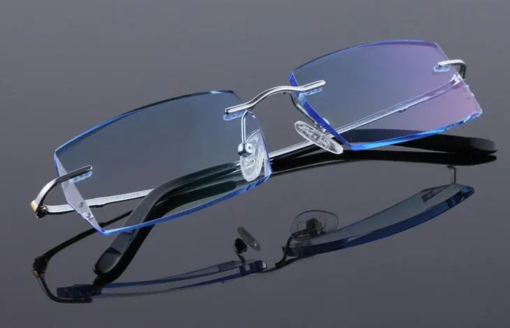 Men's Rectangular Rimless Titanium Prescription Glasses 8036 — view 7 | Rx Spectacle