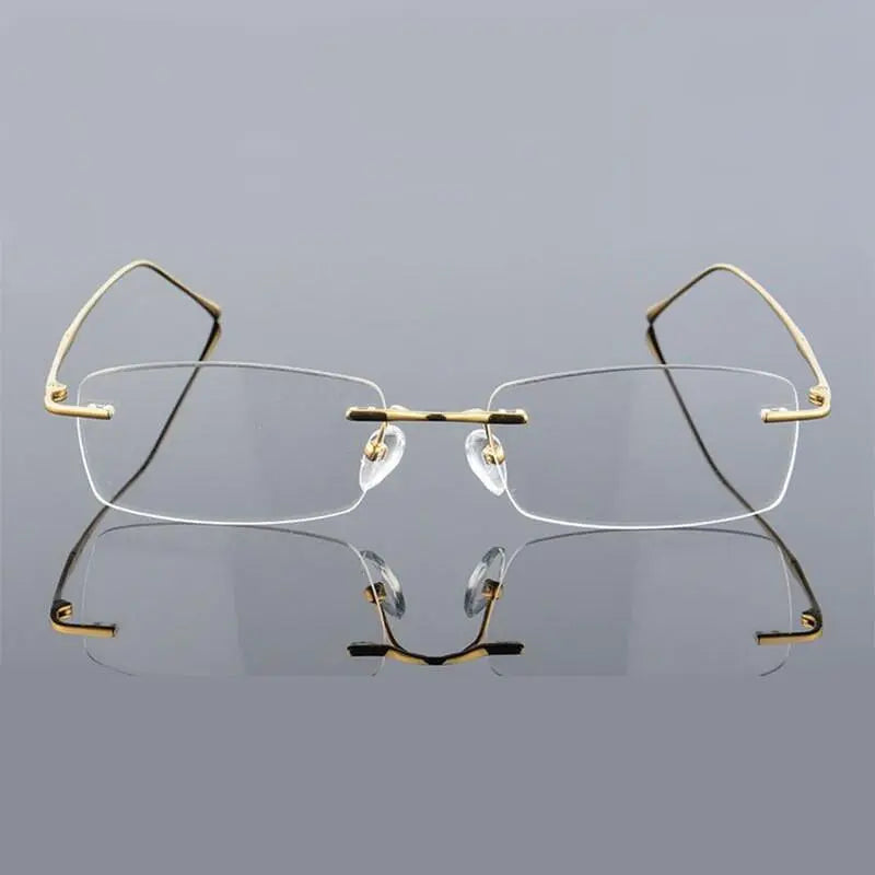 Men's Rectangular Rimless Titanium Prescription Glasses 632 — view 2 | Rx Spectacle
