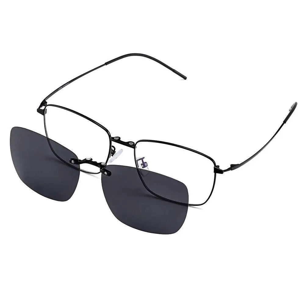 Men's Square Full Rim Titanium Clip-On Prescription Glasses S9335 — view 6 | Rx Spectacle