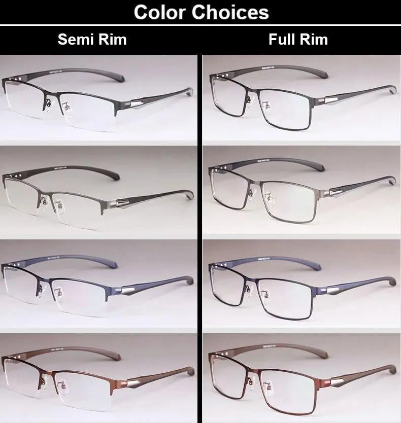 Men's Rectangular Full Rim Alloy Prescription Glasses — view 14 | Rx Spectacle