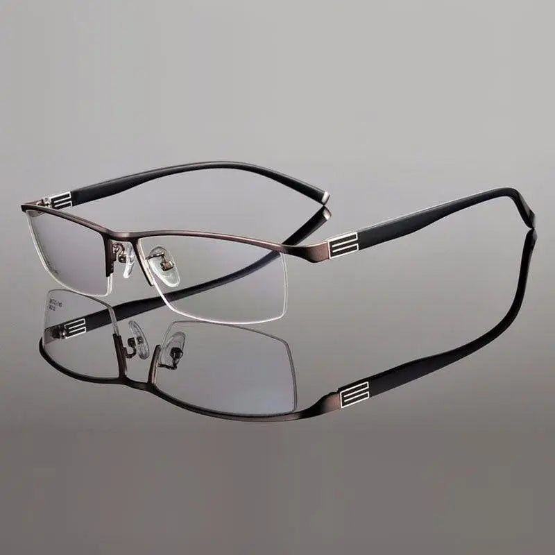 Men's Rectangular Semi-Rimless Titanium Prescription Glasses 56170 — view 5 | Rx Spectacle