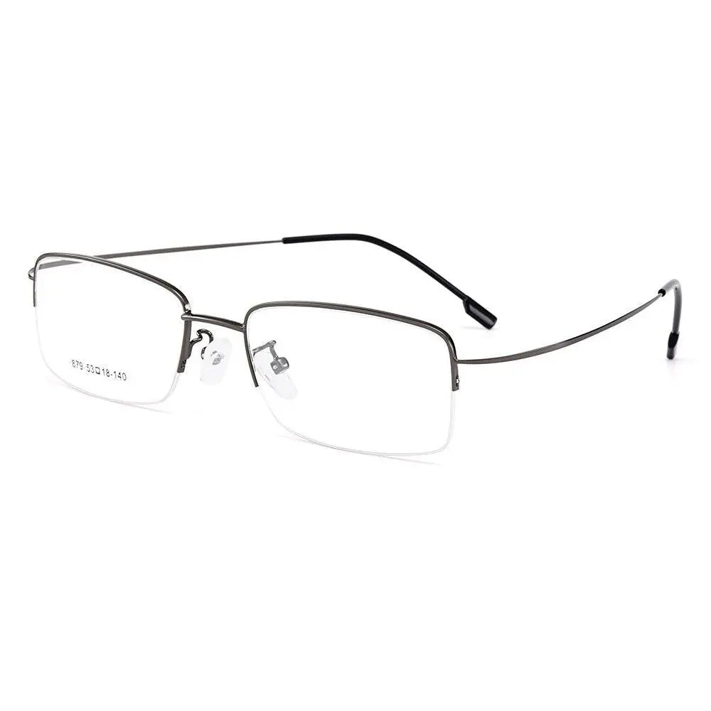 Men's Semi-Rimless Titanium Prescription Glasses Y879 — view 9 | Rx Spectacle