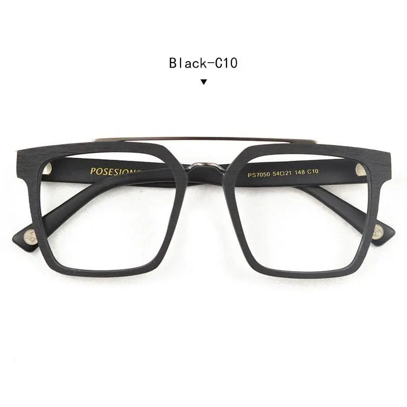 Men's Square Full Rim Wood Prescription Glasses Ps7050 — view 9 | Rx Spectacle