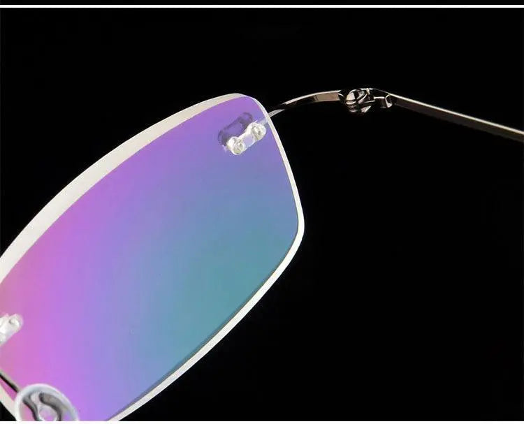 Unisex Rectangular Rimless Alloy Reading Glasses 2 — view 17 | Rx Spectacle