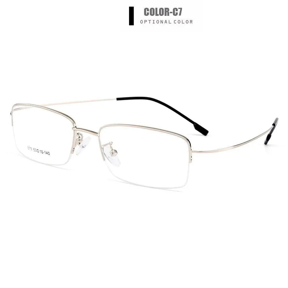 Men's Semi-Rimless Titanium Prescription Glasses Y879 — view 8 | Rx Spectacle