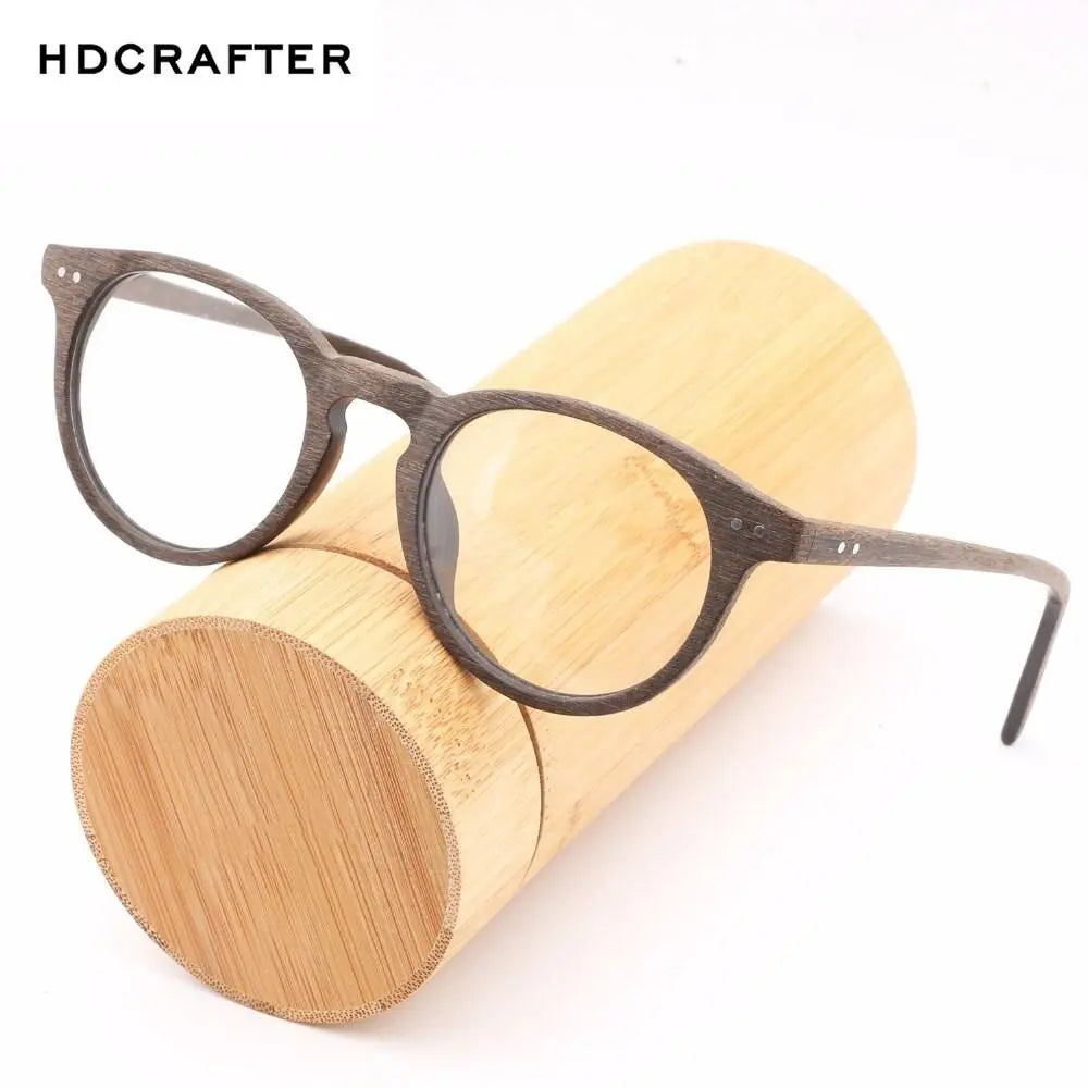 Unisex Round Full Rim Wood Prescription Glasses Lhb030 — view 9 | Rx Spectacle