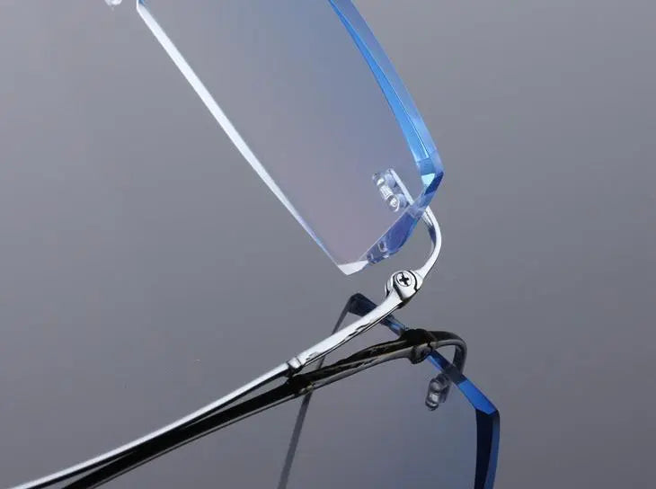 Men's Rectangular Rimless Titanium Prescription Glasses 8036 — view 15 | Rx Spectacle