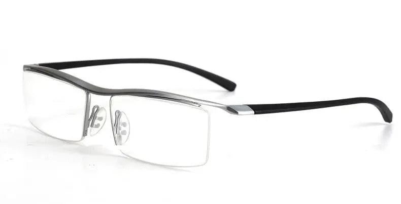 Men's Browline Semi-Rimless Titanium Prescription Glasses P8189 — view 18 | Rx Spectacle