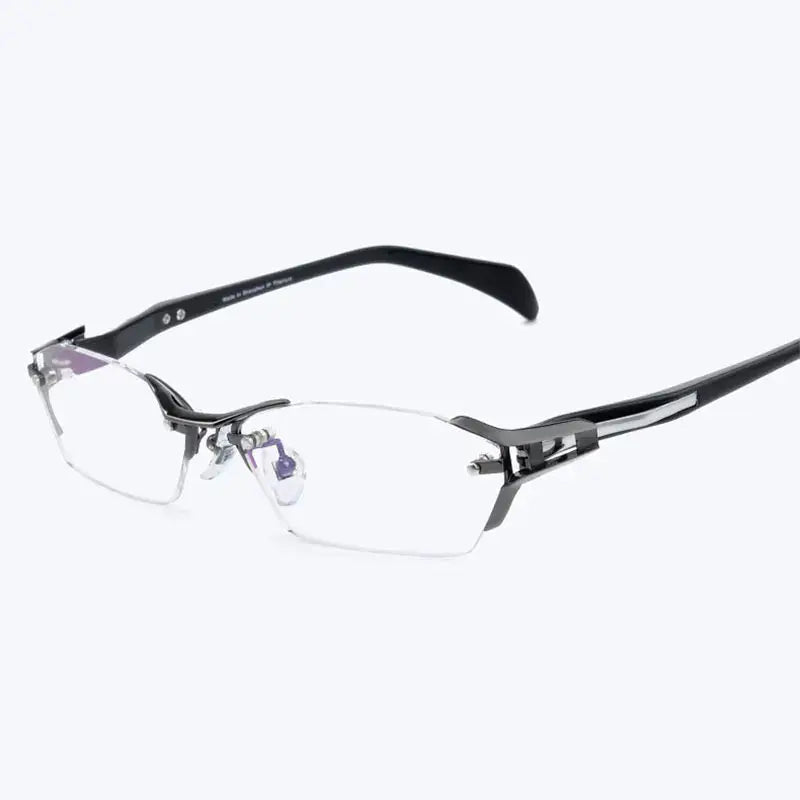 Women's Polygon Semi-Rimless Stainless Steel Prescription Glasses 71174 — view 5 | Rx Spectacle