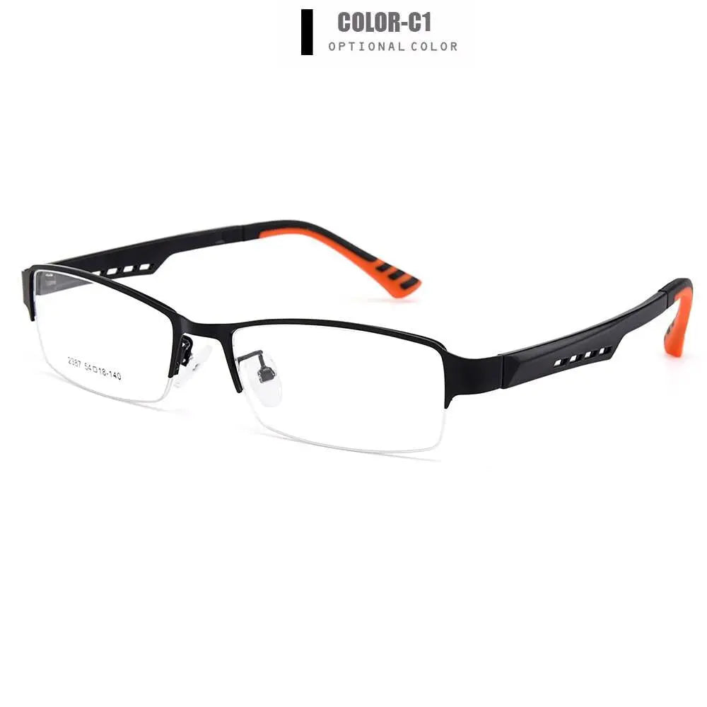 Men's Square Semi-Rimless Titanium Prescription Glasses Y2387 — view 5 | Rx Spectacle