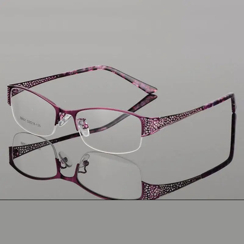 Women's Rectangular Semi-Rimless Alloy Prescription Glasses 99001 — view 15 | Rx Spectacle