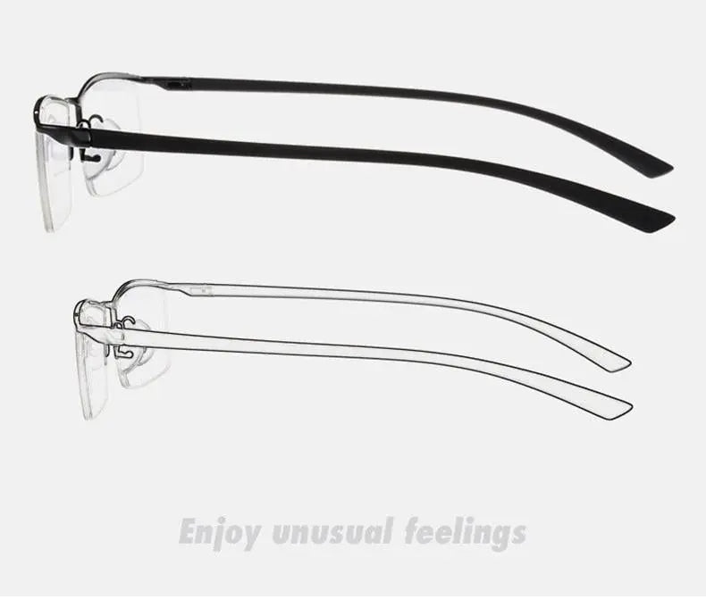 Men's Browline Semi-Rimless Alloy Prescription Glasses P8190 — view 8 | Rx Spectacle