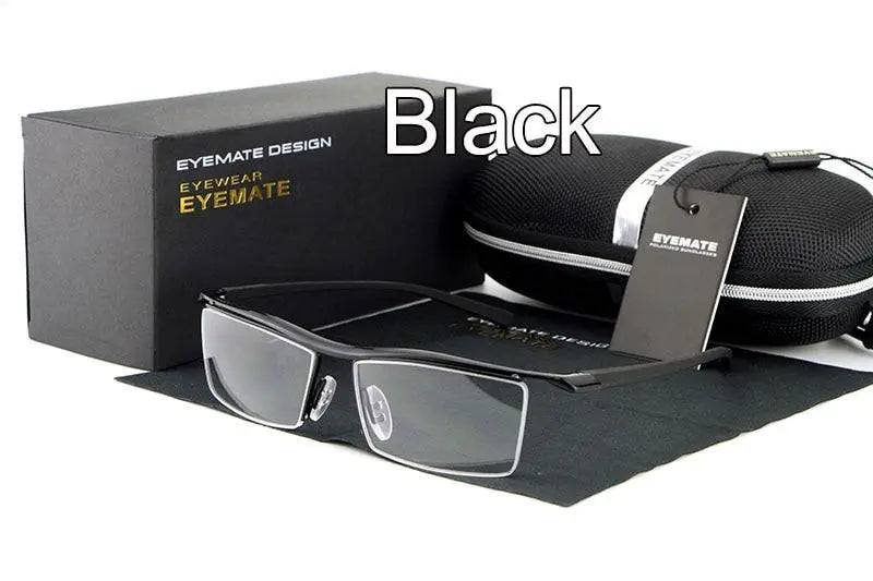 Men's Square Semi-Rimless Acetate Prescription Glasses E004 — view 3 | Rx Spectacle