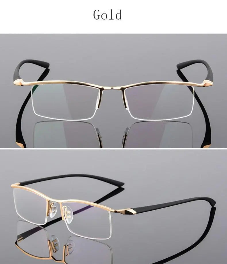 Men's Browline Semi-Rimless Alloy Prescription Glasses P8190 — view 17 | Rx Spectacle