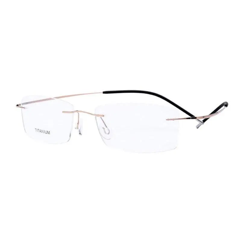 Unisex Rimless Titanium Prescription Glasses E1055 — view 7 | Rx Spectacle