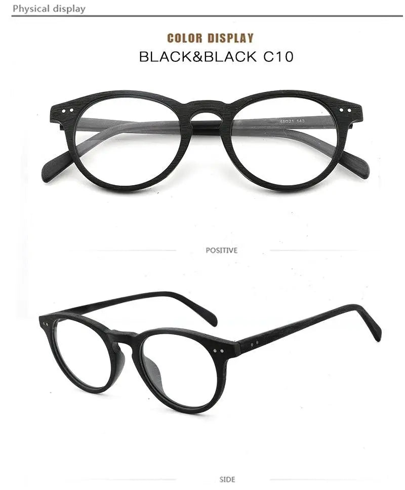 Unisex Round Full Rim Wood Prescription Glasses Lhb030 — view 21 | Rx Spectacle