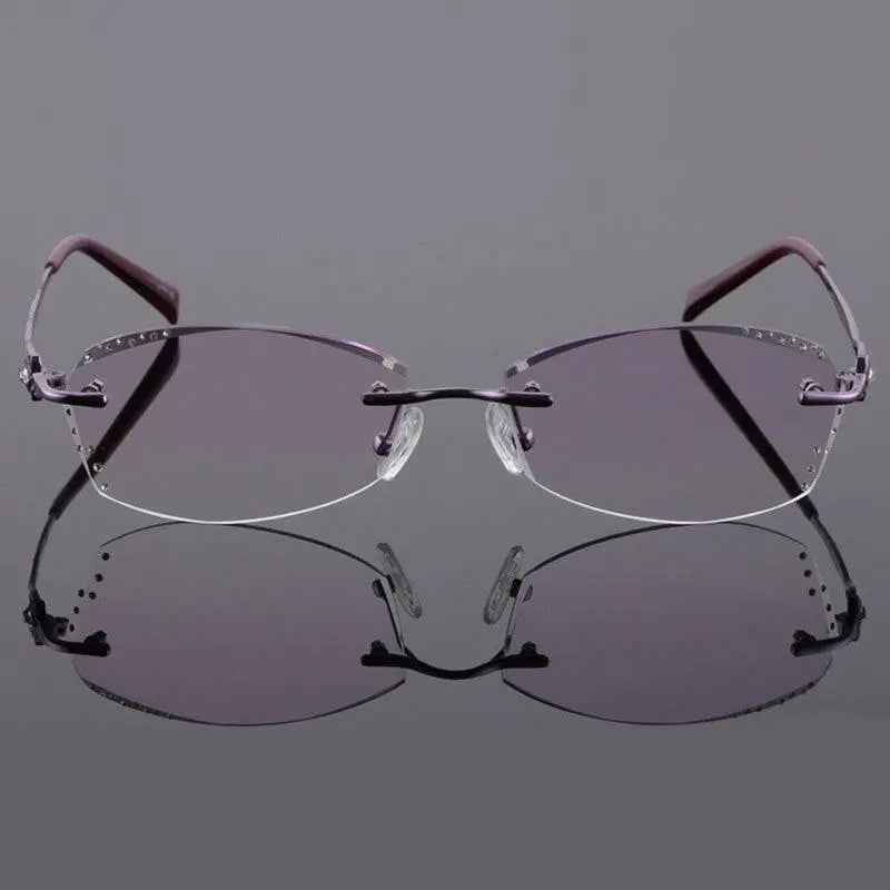 Women's Rectangular Rimless Titanium Prescription Glasses 2123 — view 3 | Rx Spectacle