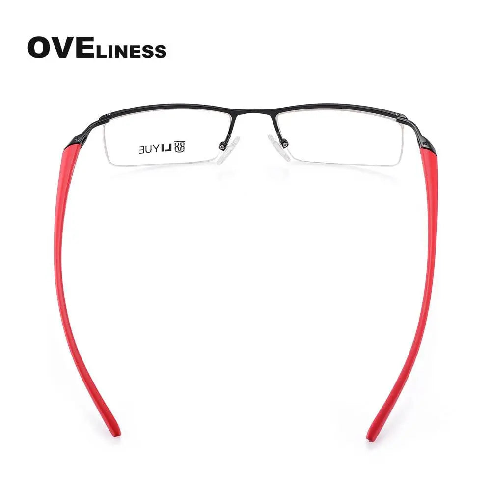 Men's Square Semi-Rimless Alloy Prescription Glasses 8199 — view 9 | Rx Spectacle