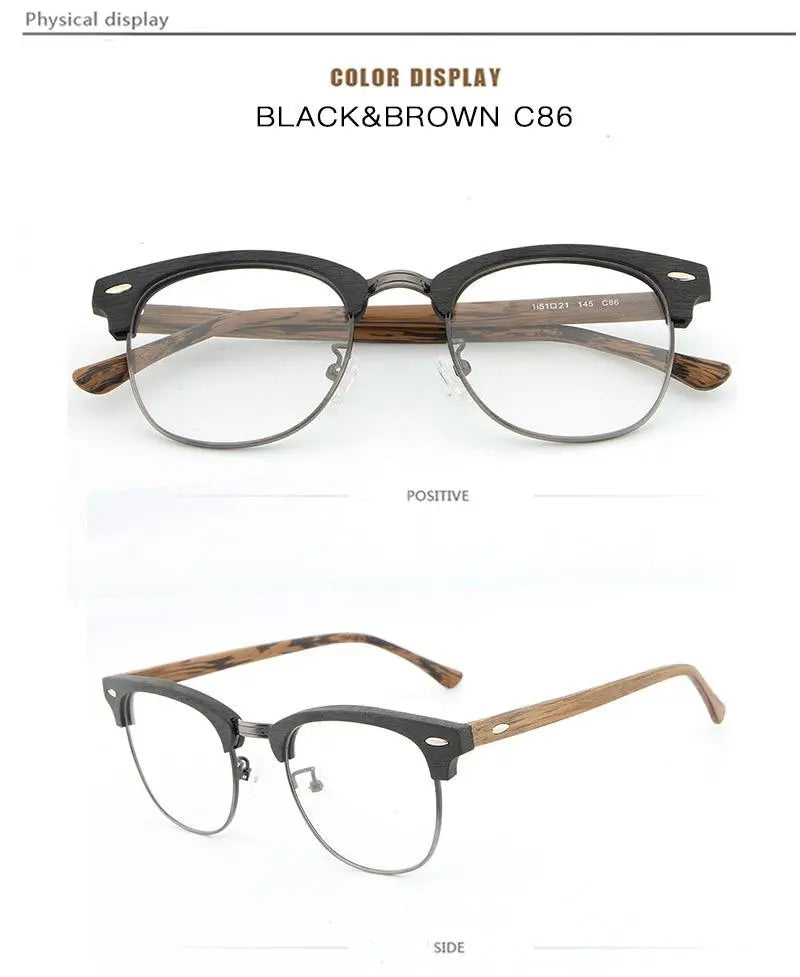 Unisex Round Full Rim Wood Prescription Glasses — view 21 | Rx Spectacle