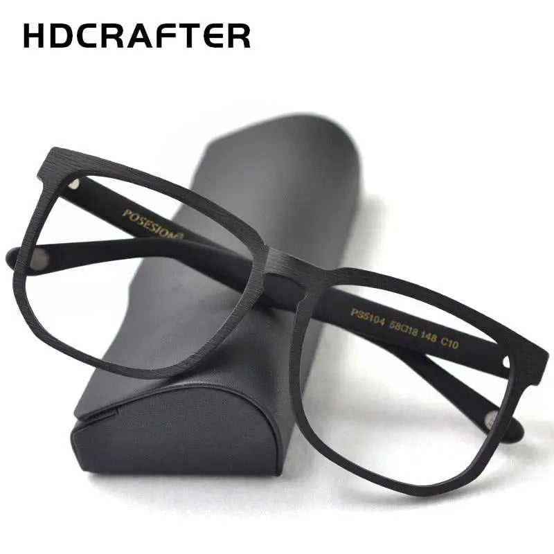 Unisex Square Full Rim Wood Oversized Prescription Glasses Ps5104 — view 5 | Rx Spectacle