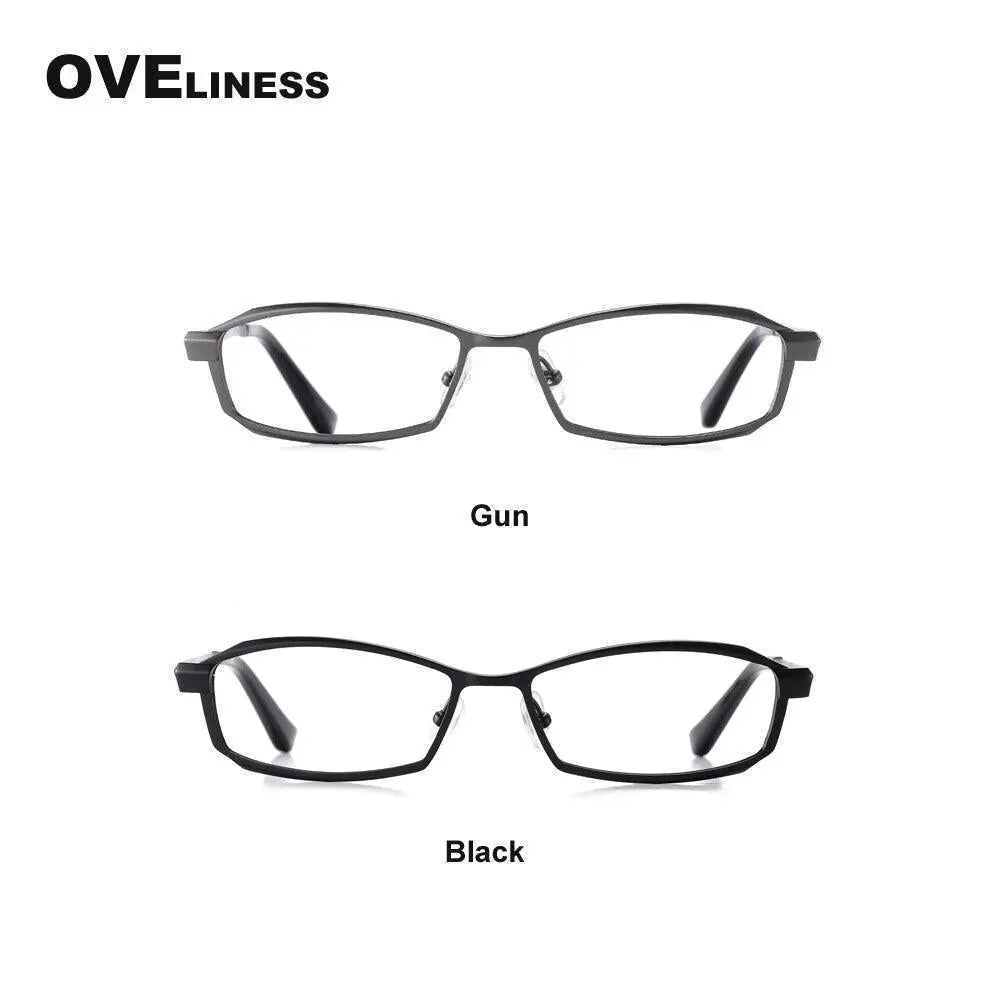Men's Rectangular Full Rim Titanium Prescription Glasses P8718 — view 8 | Rx Spectacle
